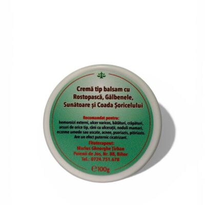 Cremă tip balsam cu Rostopască, Gălbenele, Sunătoare și Coada Soricelului